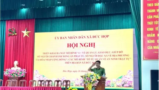 HƯNG YÊN: Xã Đức Hợp ra mắt mô hình "4 + về quản lý, giáo dục, giúp đỡ số người chấp hành xong án phạt tù, số người đặc xá về địa phương tái hòa nhập cộng đồng"