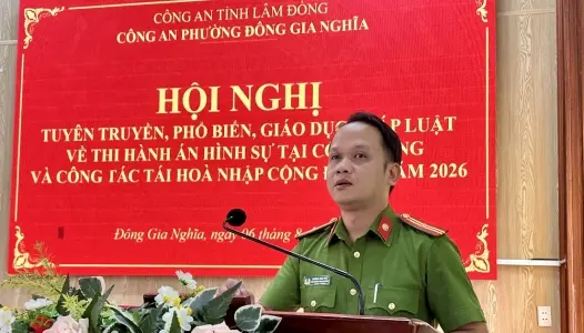 LÂM ĐỒNG: Công an phường Đông Gia Nghĩa tuyên truyền pháp luật về thi hành án hình sự tại cộng đồng